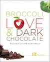 Book cover, showing the title against a white background with a block of chocolate and a broccoli floret.