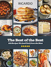 Book cover, showing a panel of photos of prepared recipes.